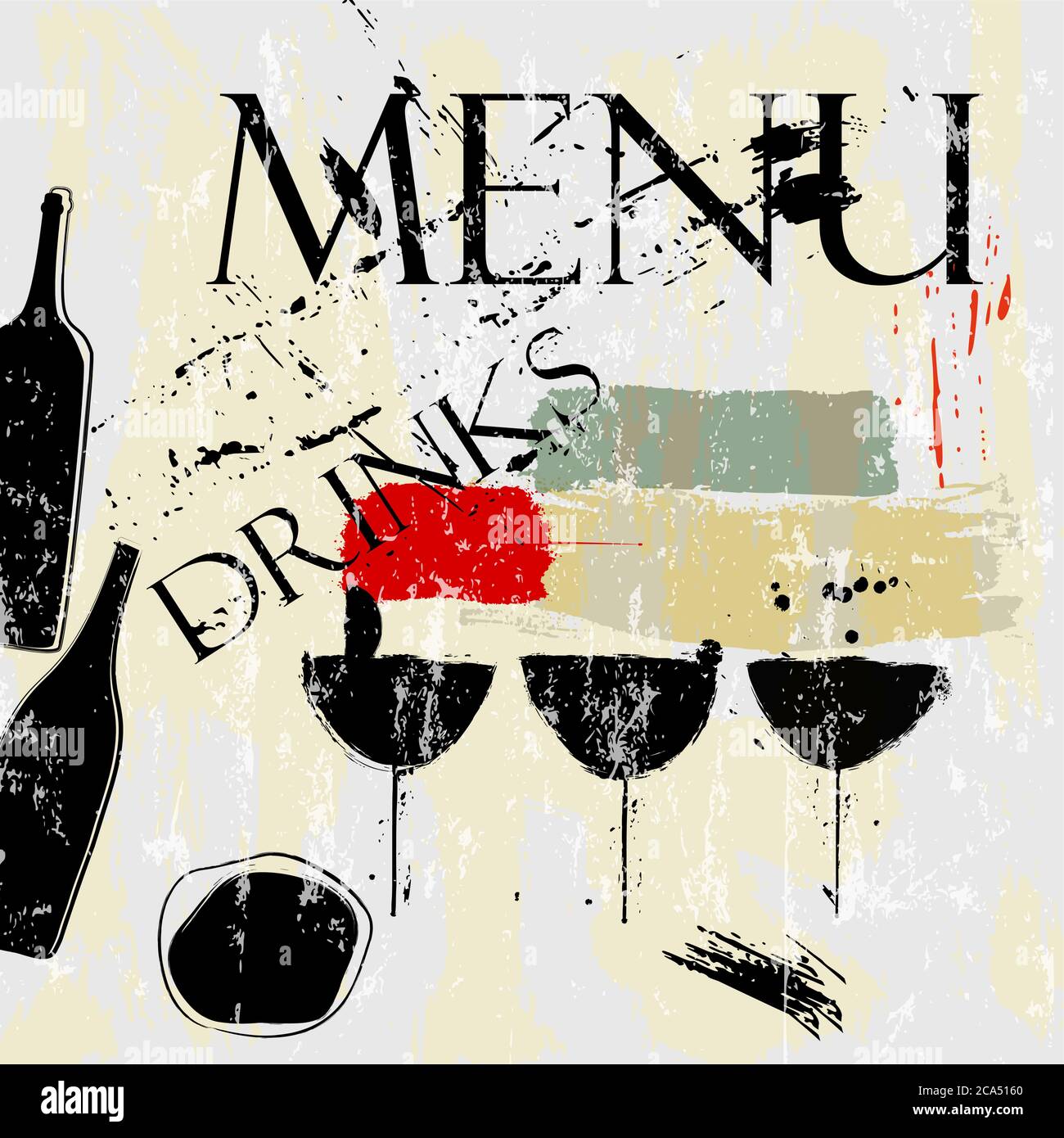 modèle de carte de menu de boissons, avec touches et éclaboussures, grundy Illustration de Vecteur