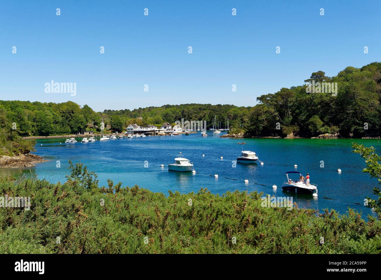 France, Finistère, Riec sur Belon, Port de Belon le long de la rivière Belon Banque D'Images France, Finistère, Riec sur Belon, Port de Belon le long de la rivière Belon Banque D'Images