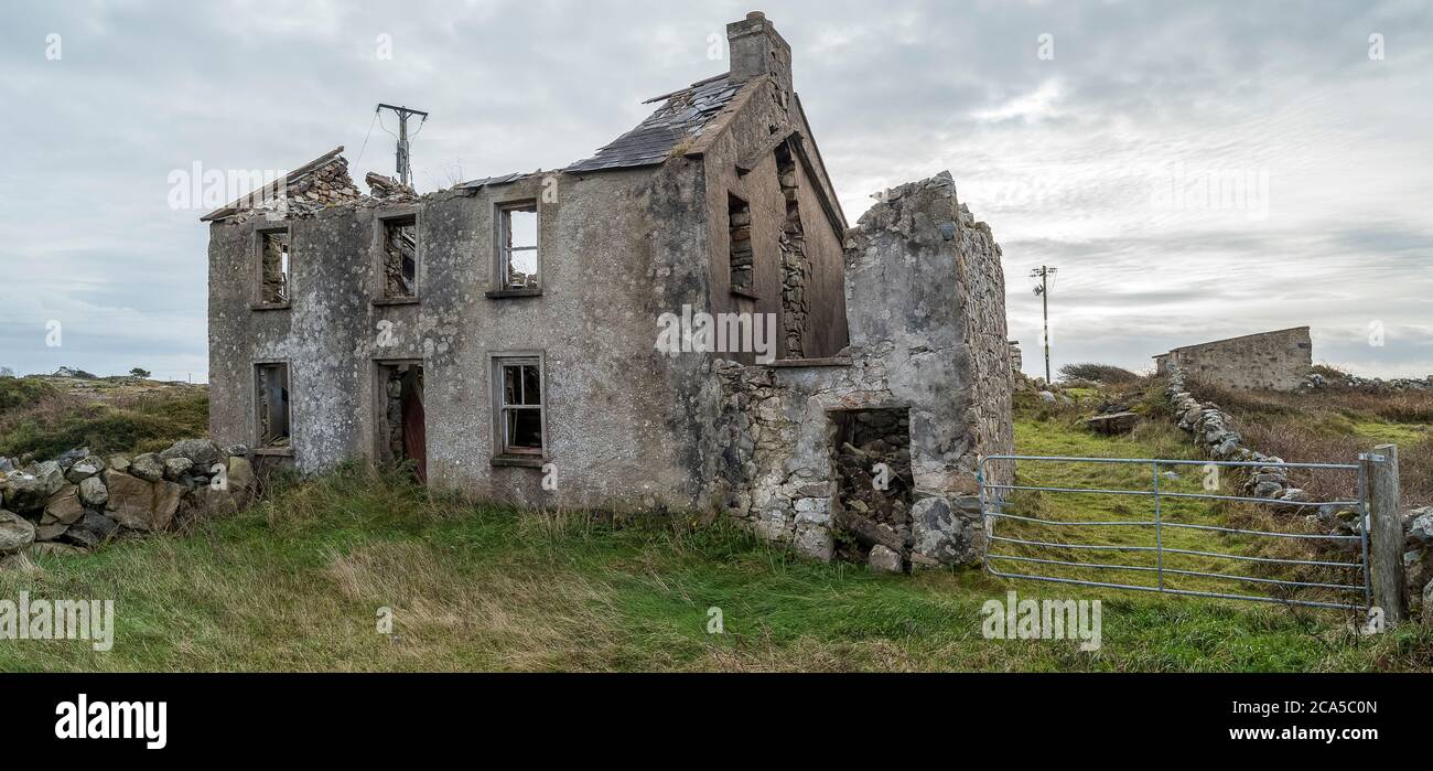 Maison abandonnée, Connemara, comté de Galway, Irlande Banque D'Images