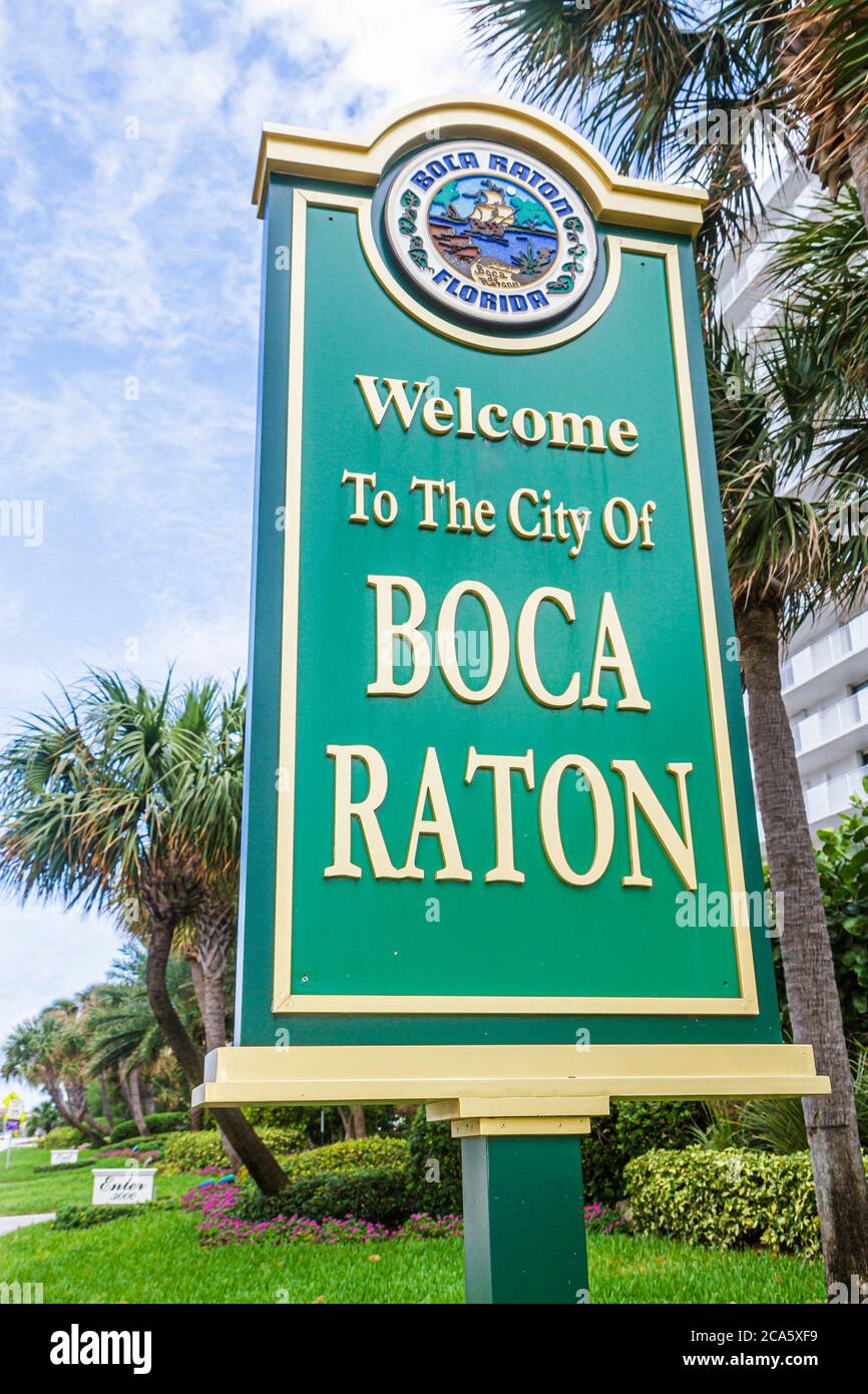 Boca Raton Florida,A1A,Ocean Boulevard,bienvenue,panneau,FL111029023 Banque D'Images