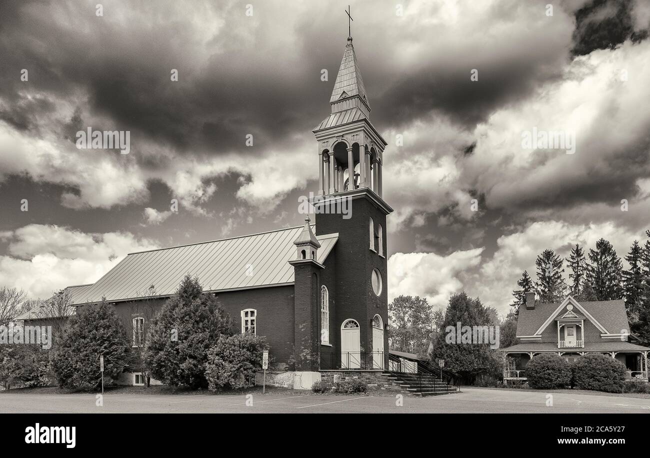 Vue sur l'église, Knowlton, Cantons de l'est, Estrie, Québec Provence, Canada Banque D'Images