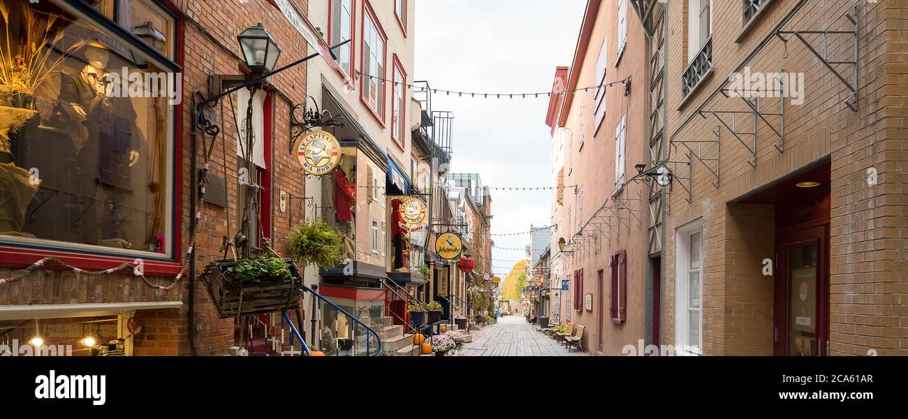 Paysage urbain de la Basse-ville, rue petit Champlain, Vieux-Québec, Québec Provence, Canada Banque D'Images