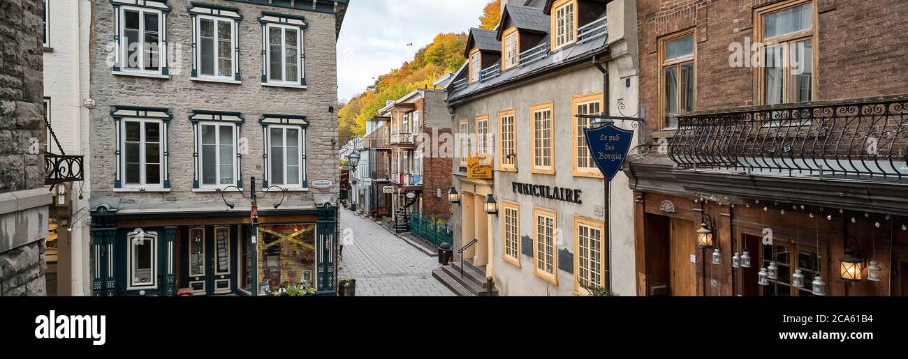 Paysage urbain de la Basse-ville, rue petit Champlain, Vieux-Québec, Québec Provence, Canada Banque D'Images