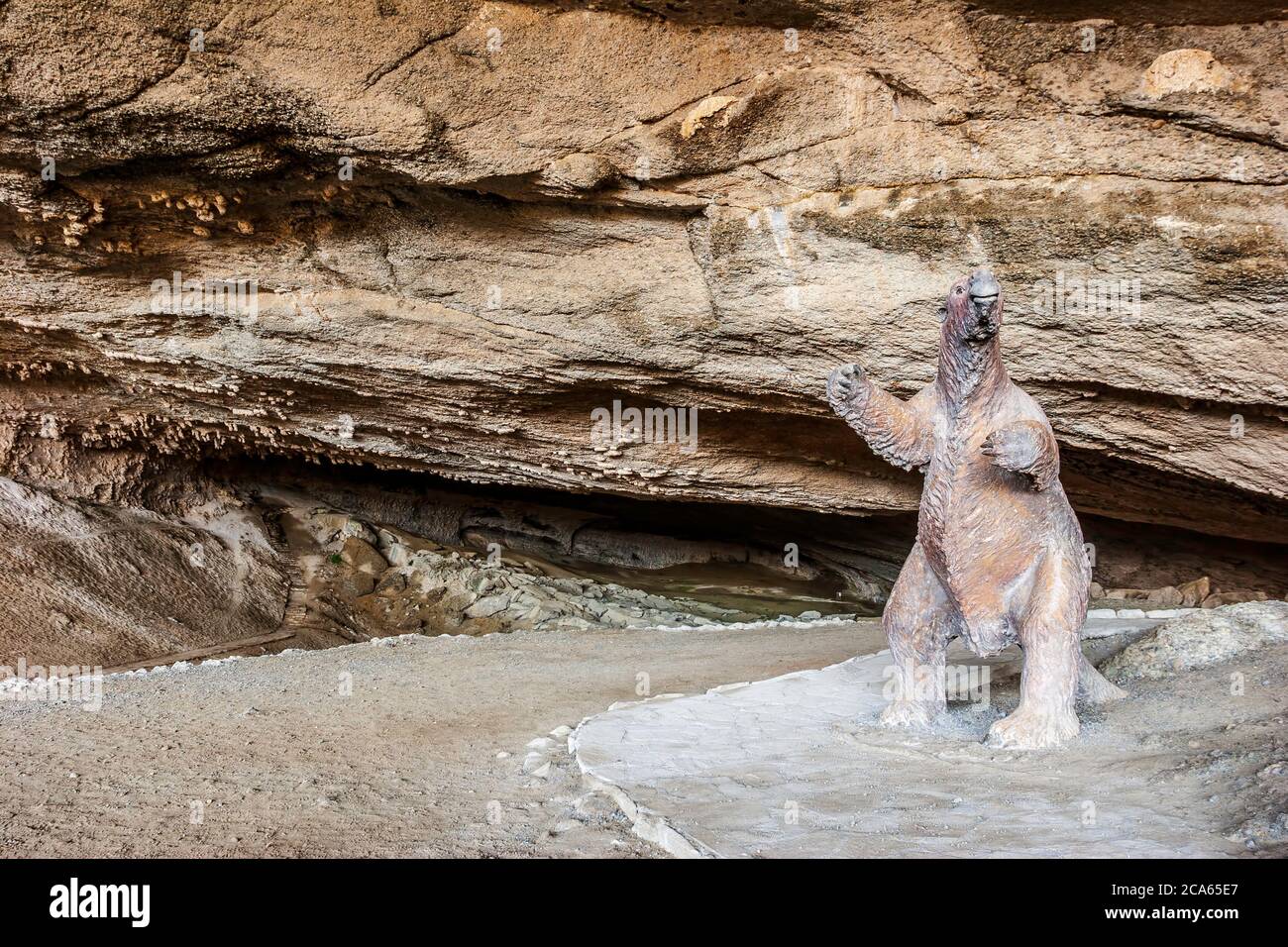 Milodon (site préhistorique) réplique, Milodon Cave (près de Puerto Natales), Chili Banque D'Images