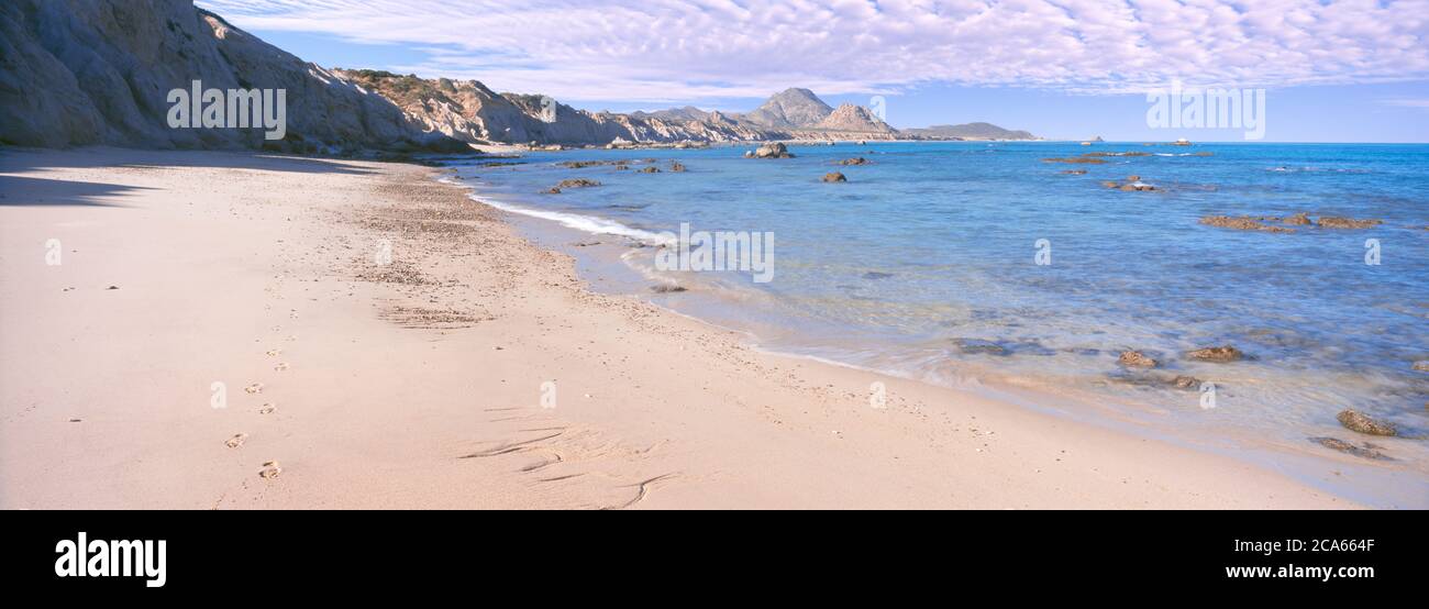 Plage de sable entre Cabo Pulmo et Playa Los Arbolitos, parc national de Cabo Pulmo, Baja California sur, Mexique Banque D'Images