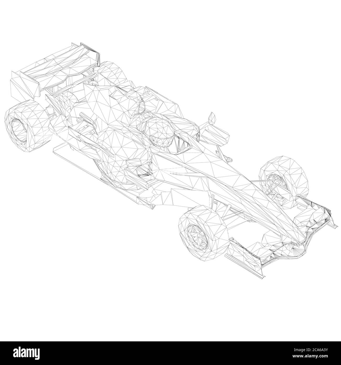 Voiture de course filaire à partir de lignes noires sur fond blanc. Vue isométrique. 3D. Illustration vectorielle. Illustration de Vecteur