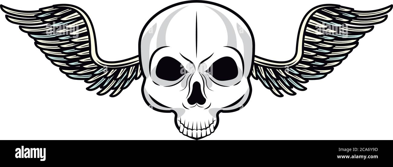 crâne os avec ailes tatouage art icône vecteur illustration design Illustration de Vecteur
