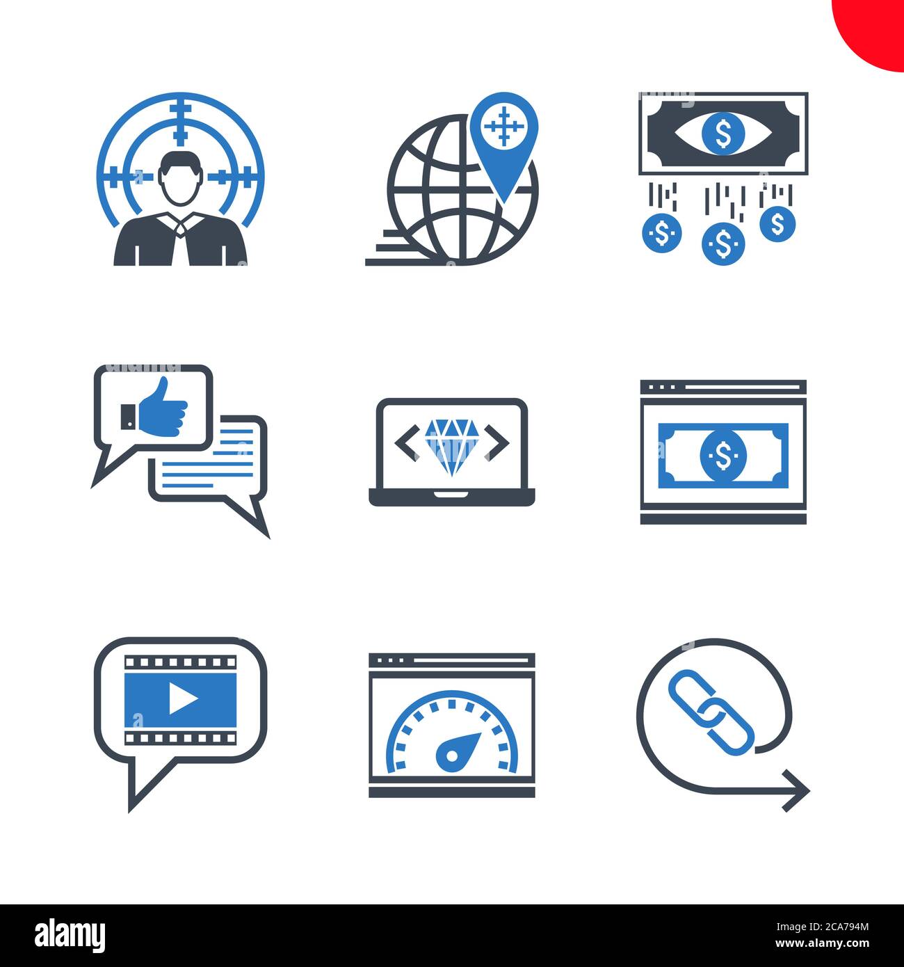 Jeu d'icônes SEO et d'opimisation Web Illustration de Vecteur