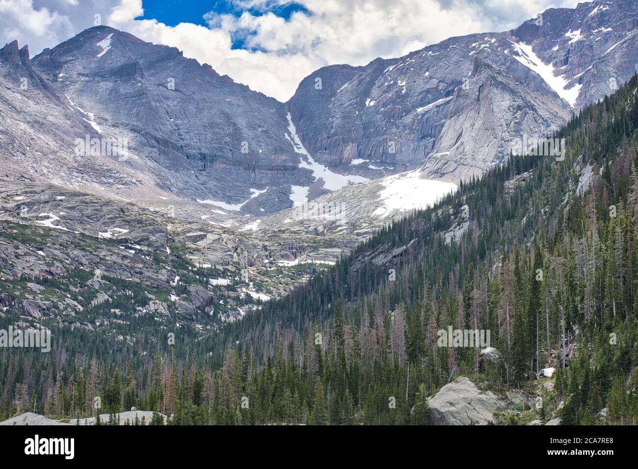 Côté montagne dans le parc national des montagnes rocheuses colorado. Terrain montagneux donne des paysages pittoresques Banque D'Images