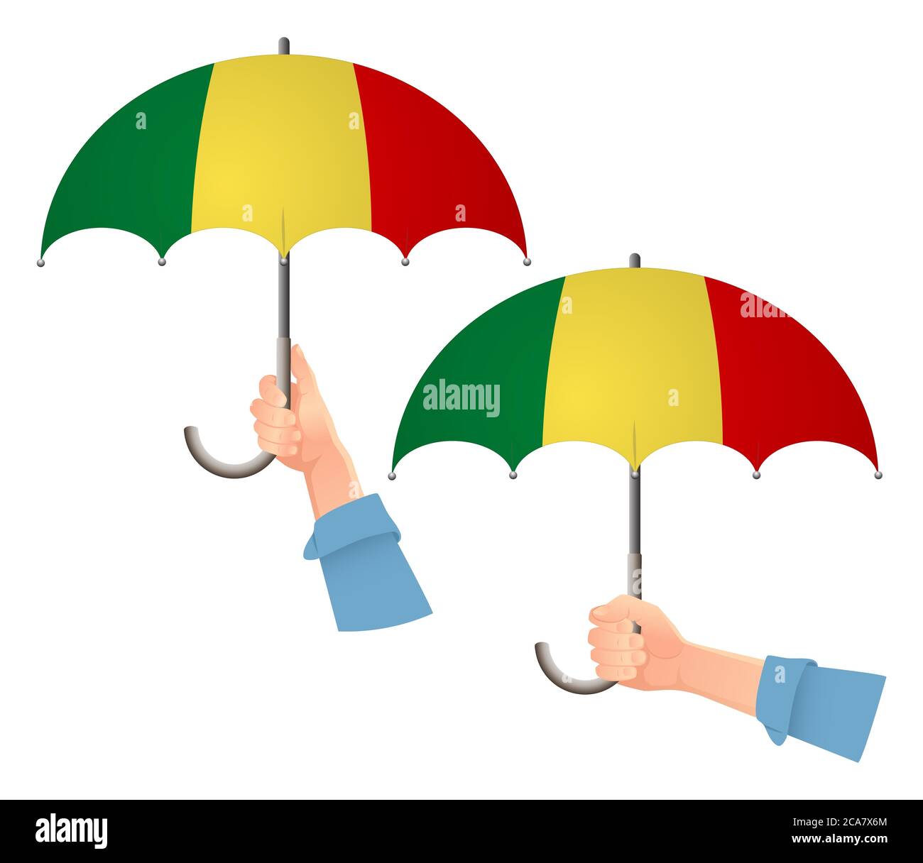 Drapeau Mali parapluie. Concept de sécurité sociale. Drapeau national du Mali illustration Banque D'Images