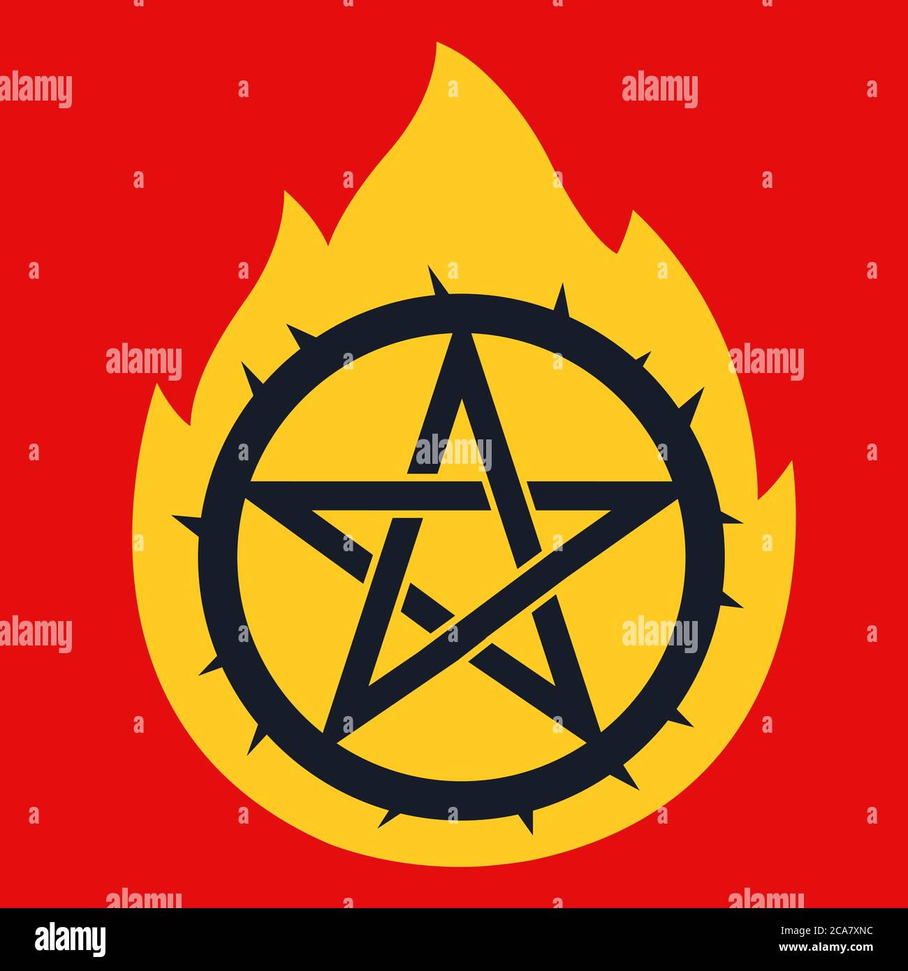 pictogramme étoile avec pointes de flamme. appeler le diable. illustration vectorielle plate
