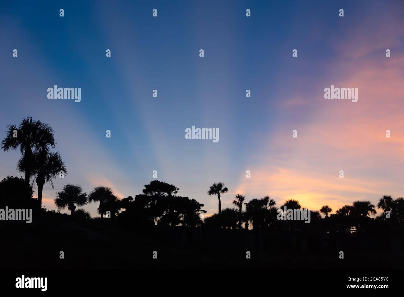 Vue sur le coucher du soleil depuis Mickler's Landing à Ponte Vedra Beach, Floride. (ÉTATS-UNIS) Banque D'Images