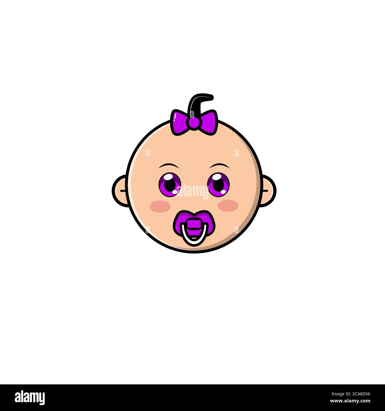 Adorable Tete De Bebe Dessin Anime Vectoriel Isole Sur Fond Blanc Photo Stock Alamy
