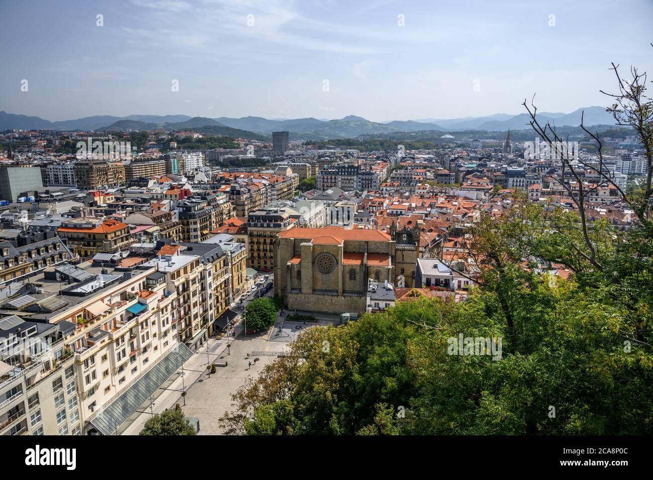 Vue sur le sud de San Sebastian depuis le mont Urgill Banque D'Images