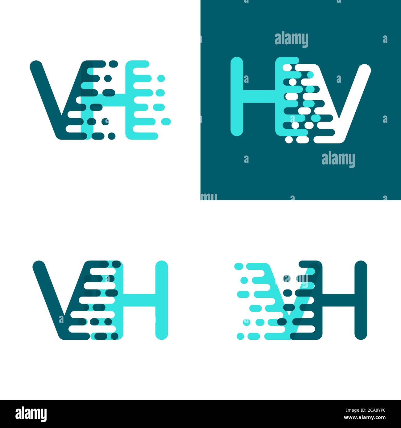 Lettre VH logo avec accent de vitesse vert et bleu Illustration de Vecteur