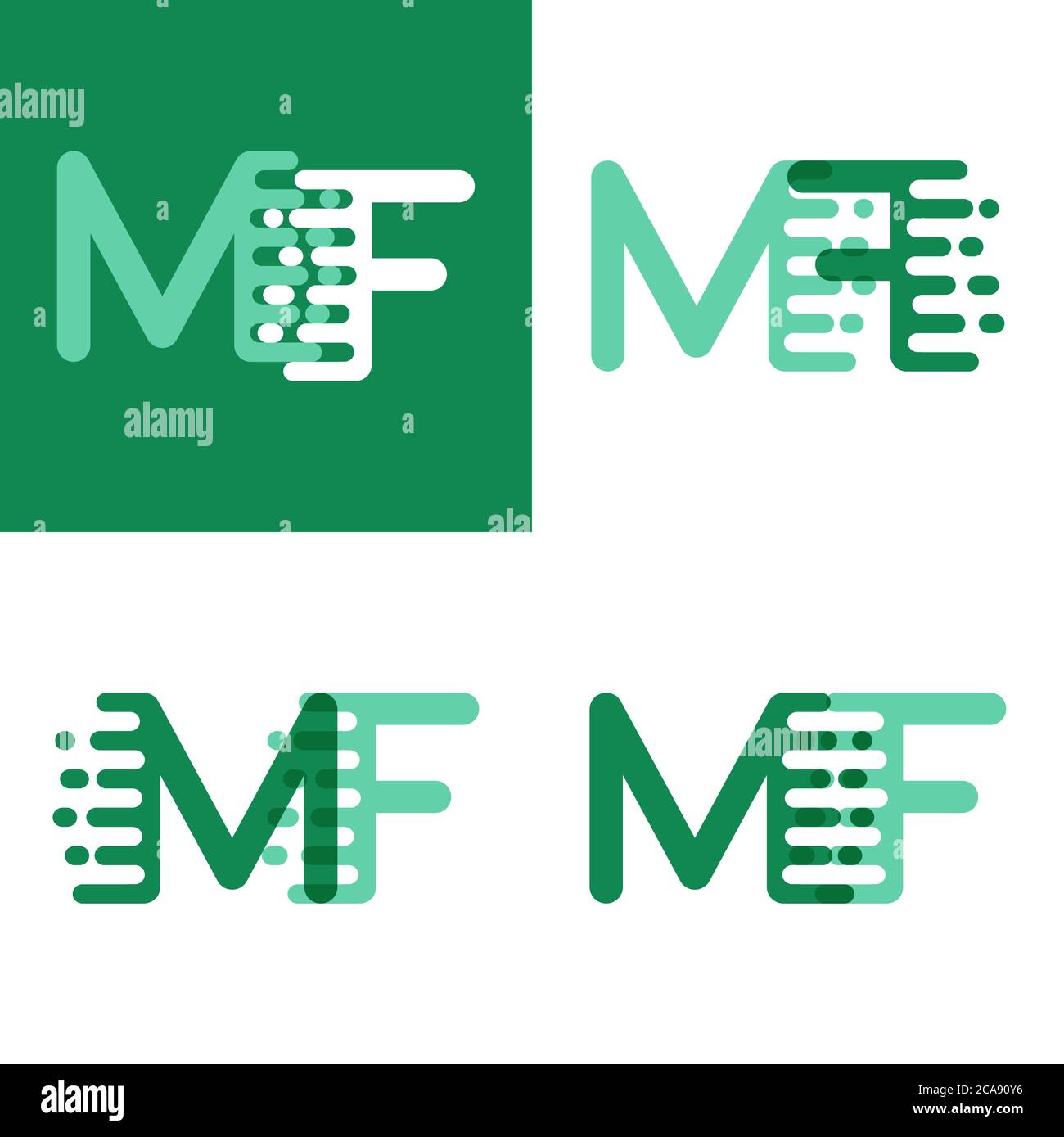 Logo MF lettres avec vitesse accentuée en vert clair et vert foncé Illustration de Vecteur