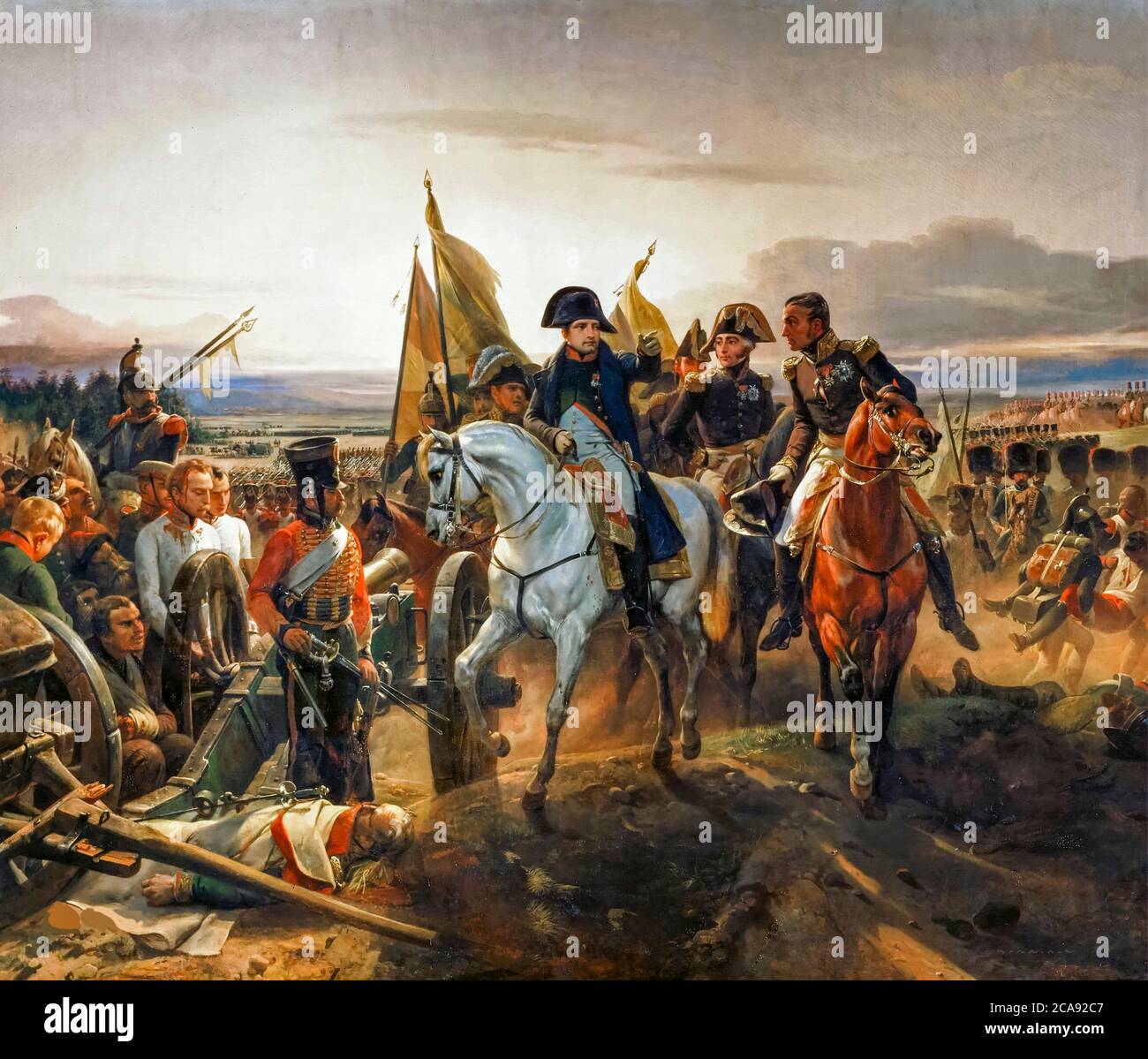 La bataille de Friedland, le 14 juin 1807 (Napoléon Bonaparte donne des ordres au général Nicolas Oudinot, au général Etienne de Nansouty et au maréchal Michel Ney), tableau de Horace Vernet, 1835 Banque D'Images