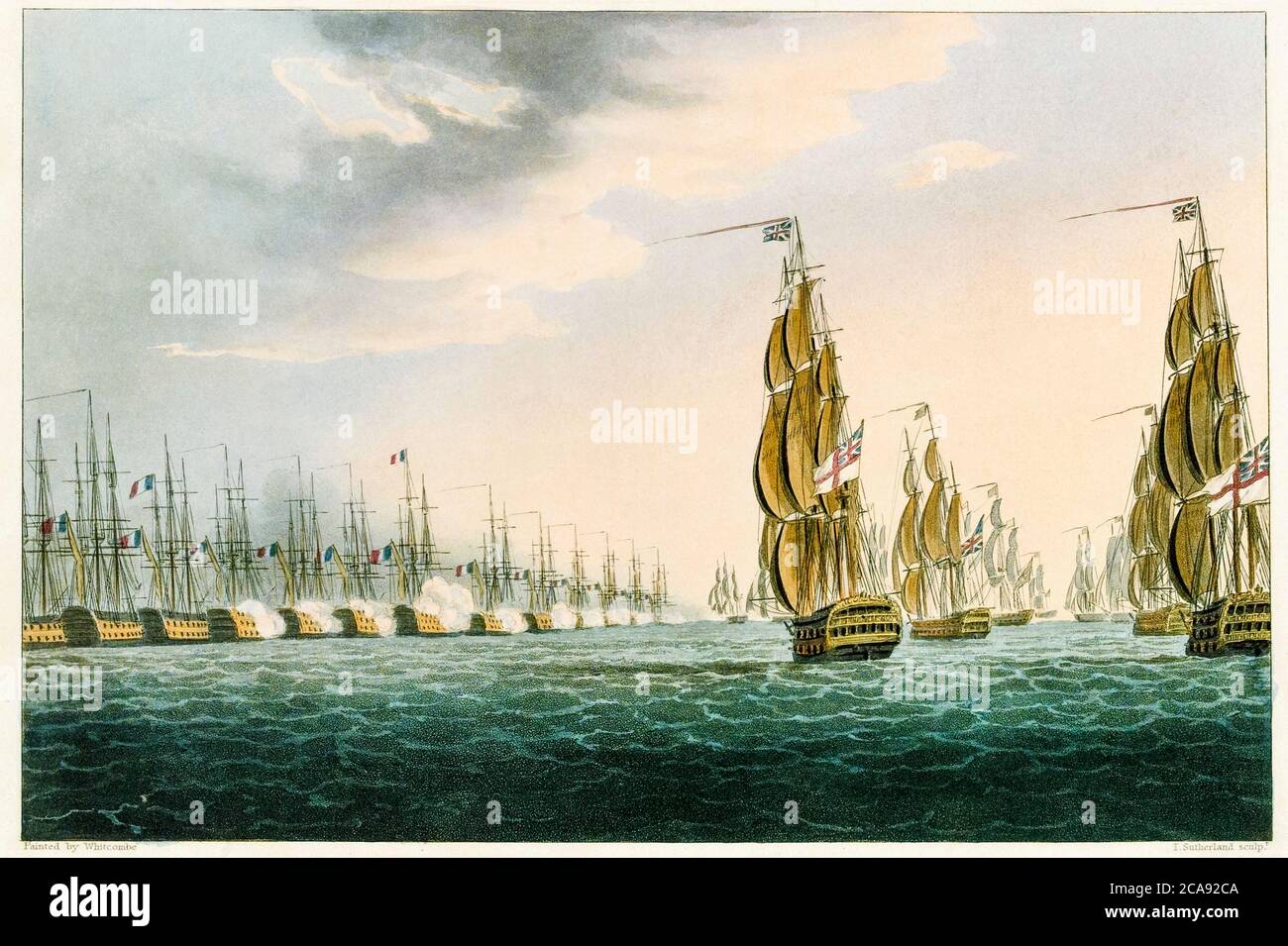 La bataille du Nil, 1st août 1798, imprimé par Thomas Sutherland après Thomas Whitcombe, 1816 Banque D'Images