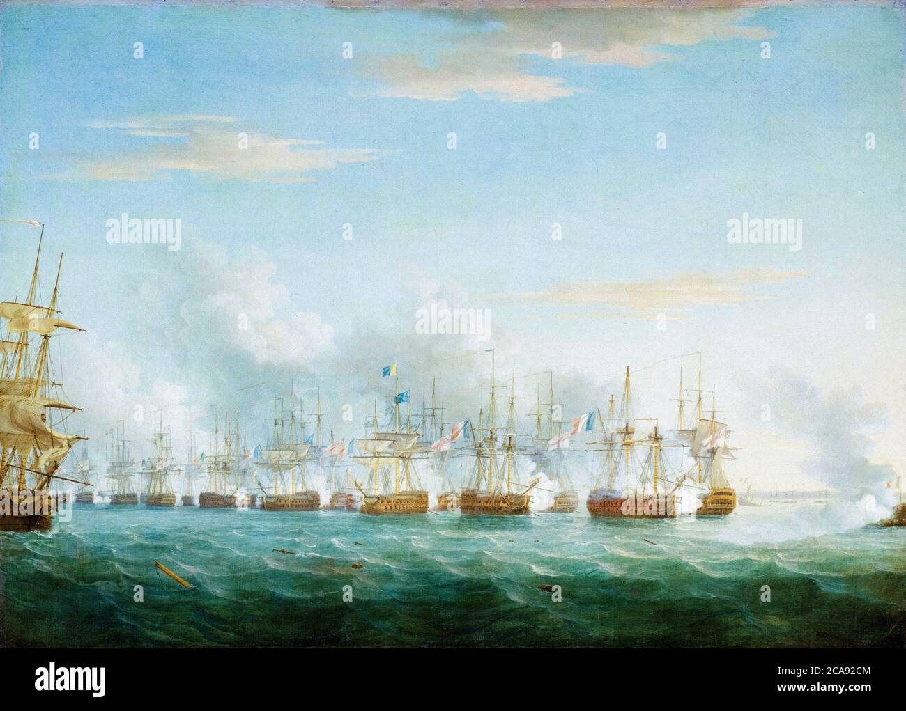 La bataille du Nil, le 1er août 1798, peinture de Thomas Whitcombe, vers 1798 Banque D'Images