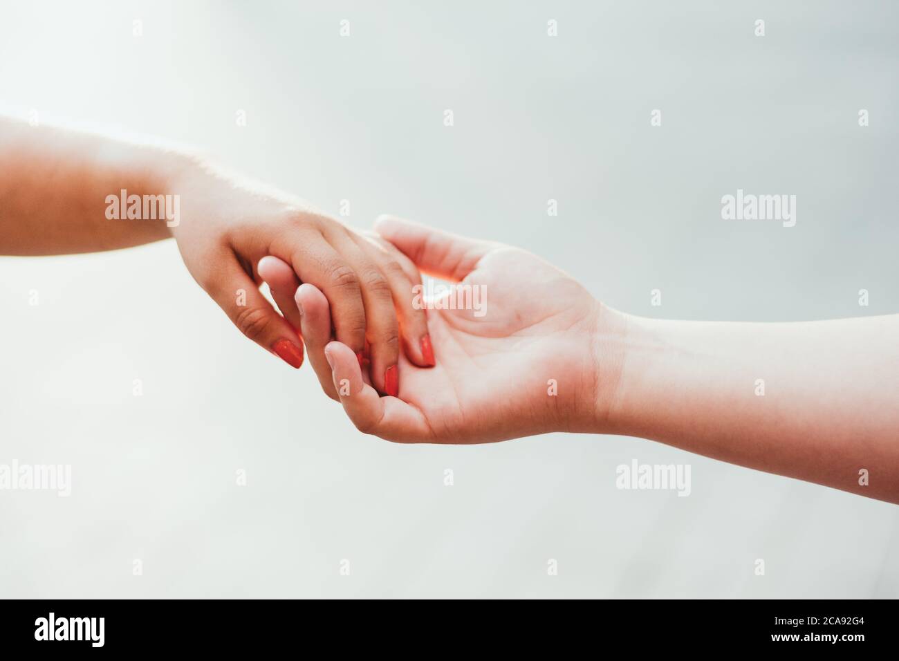 gros plan de deux mains Banque D'Images