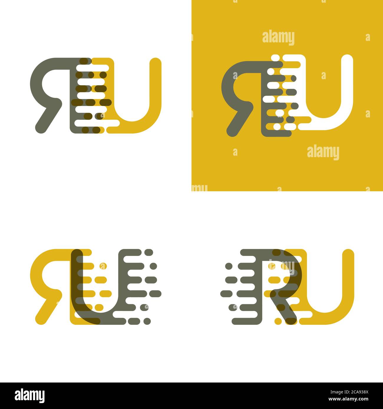 Logo en lettres RU avec vitesse d'accentuation en marron et jaune foncé Illustration de Vecteur
