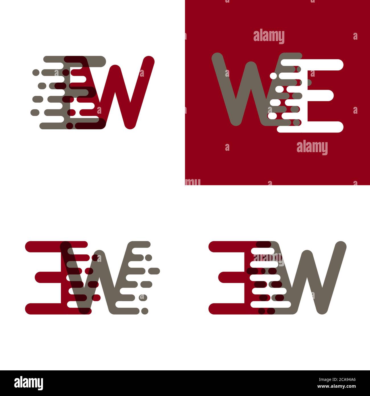 Logo EW lettres avec vitesse d'accentuation en rouge drak et gris Illustration de Vecteur