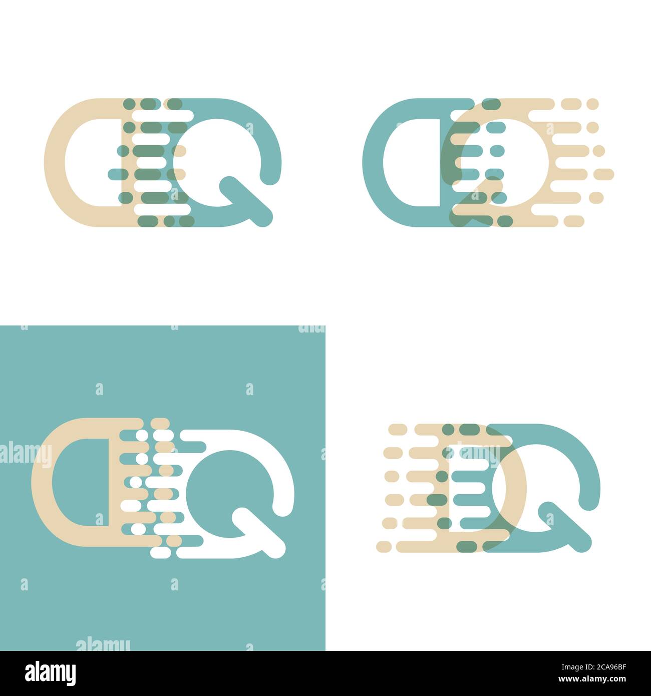 Lettres DQ logo avec la vitesse d'accent dans la crème et vert pastel Illustration de Vecteur