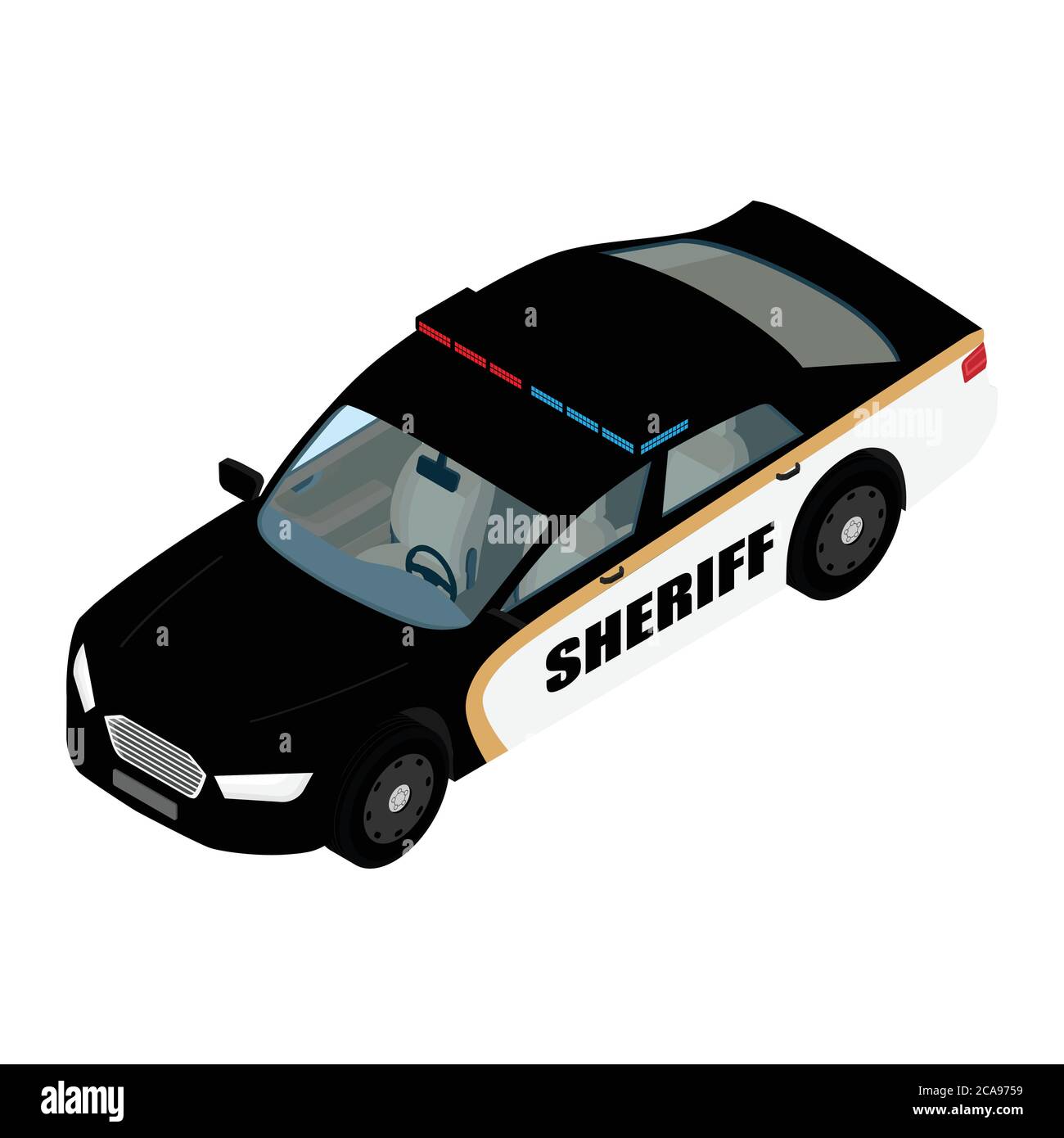 Voiture de police vue isométrique isolé sur fond blanc. Transport de la ...