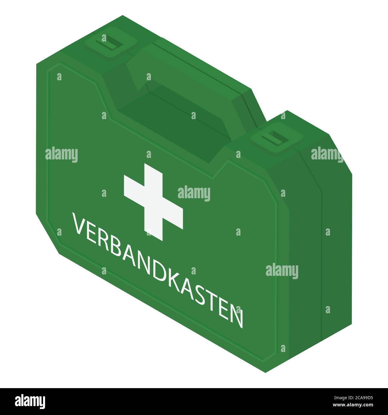 Boîte de kit de premiers soins isolée sur fond blanc, vecteur de vue isométrique Illustration de Vecteur