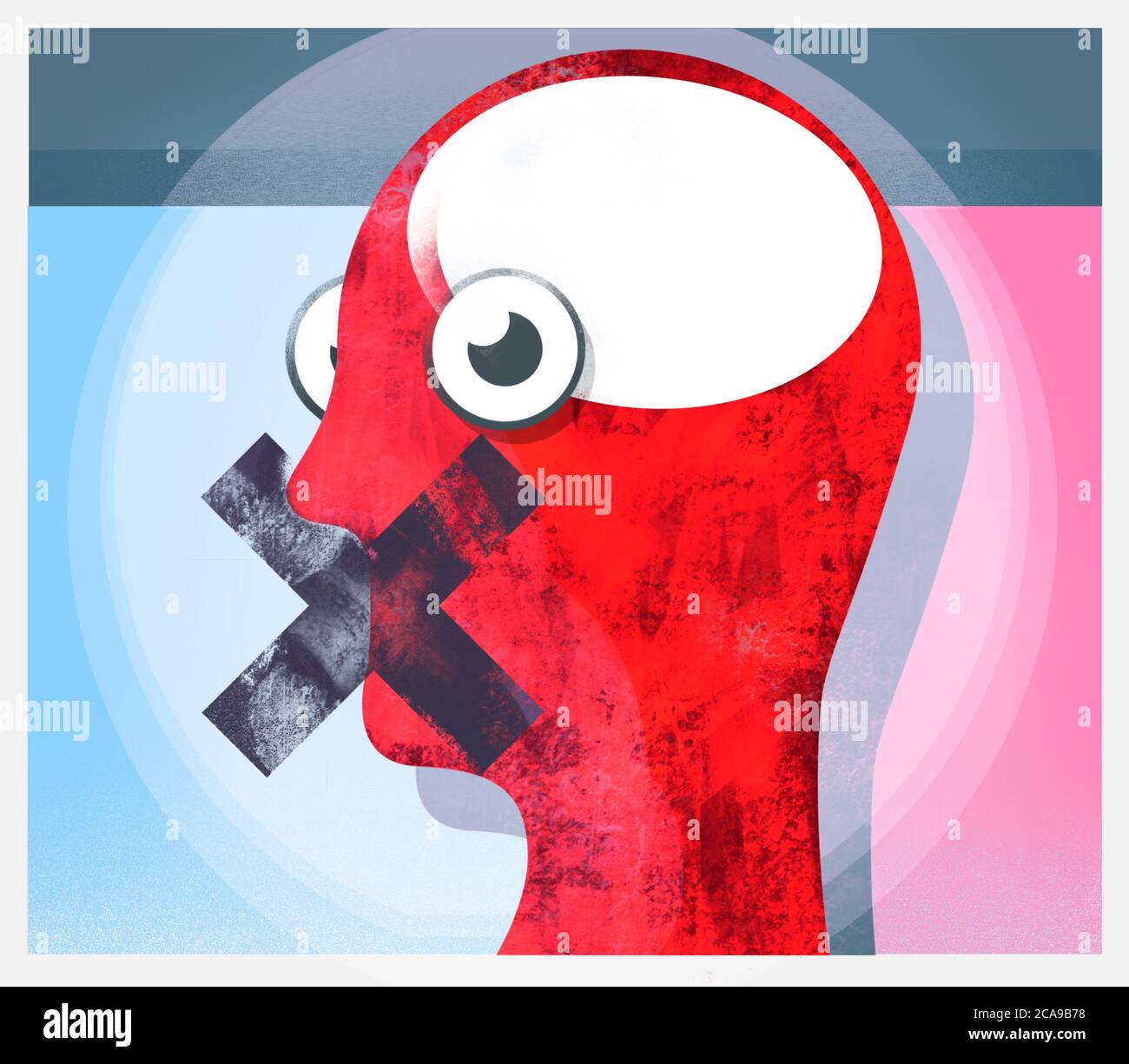 Censure De L Illustration De La Parole Tete Avec La Bouche Censuree Photo Stock Alamy