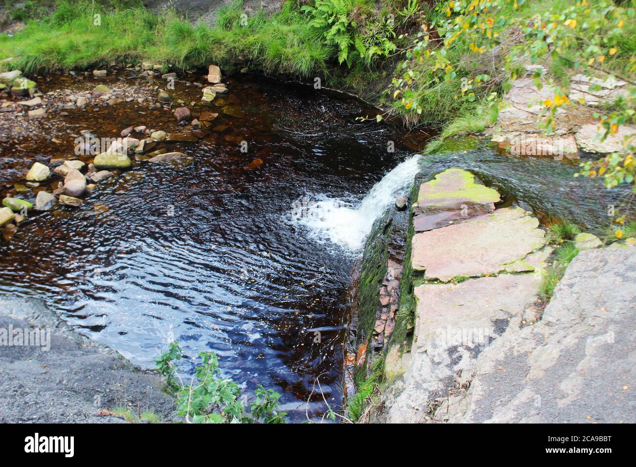 La cascade de Lead Mines Clough d'en haut à Anglezarke, Chorley, Angleterre Banque D'Images