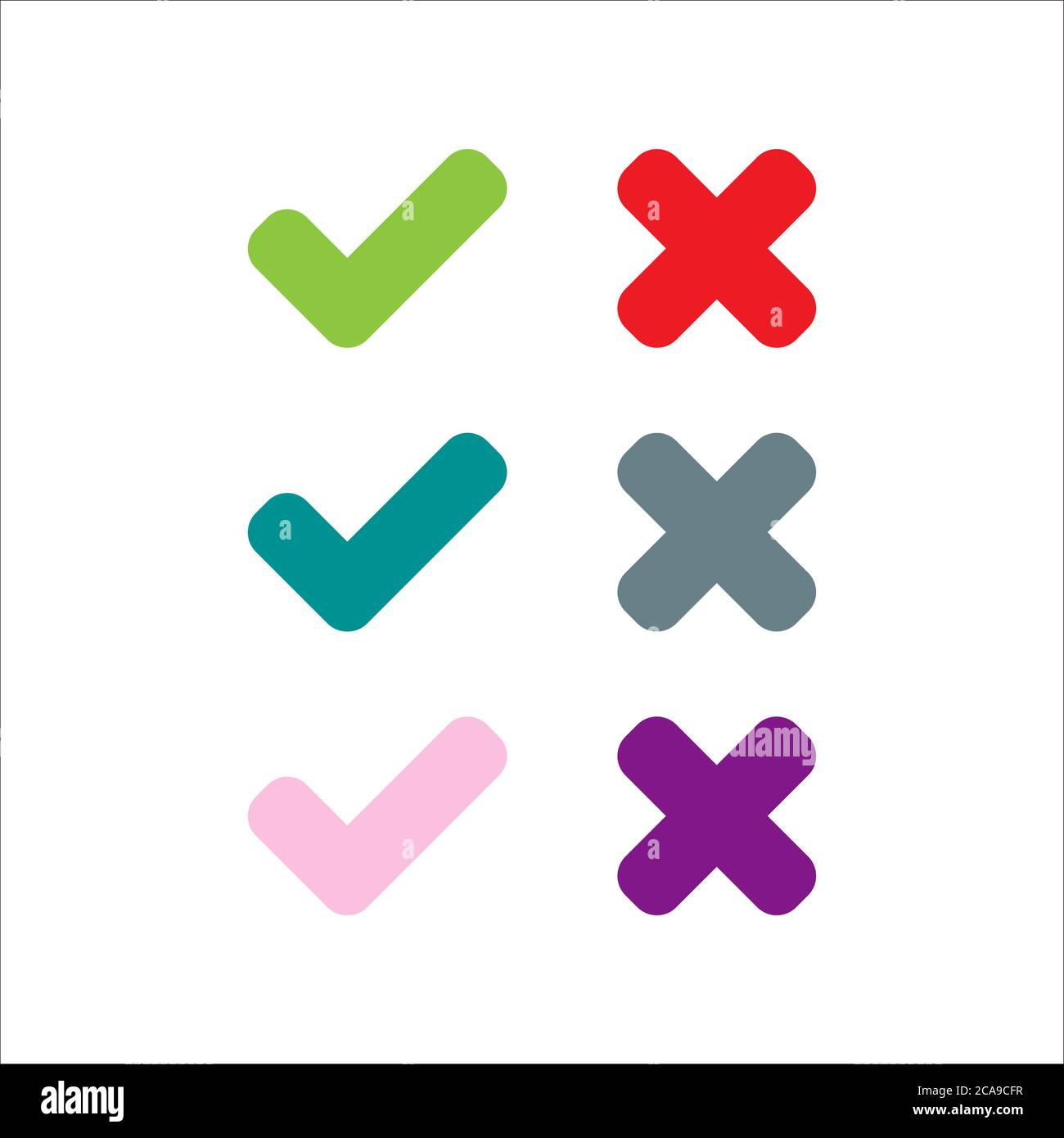 Coche élégante V X icône vecteur. Oui non vrai faux symbole logo Illustration de Vecteur