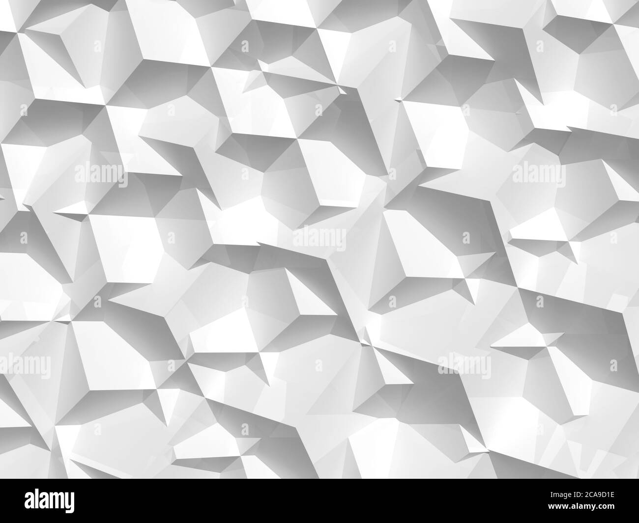 Motif numérique blanc abstrait, texture d'arrière-plan avec relief chaotique en mosaïque triangulaire à faible teneur en poly. illustration du rendu 3d Banque D'Images