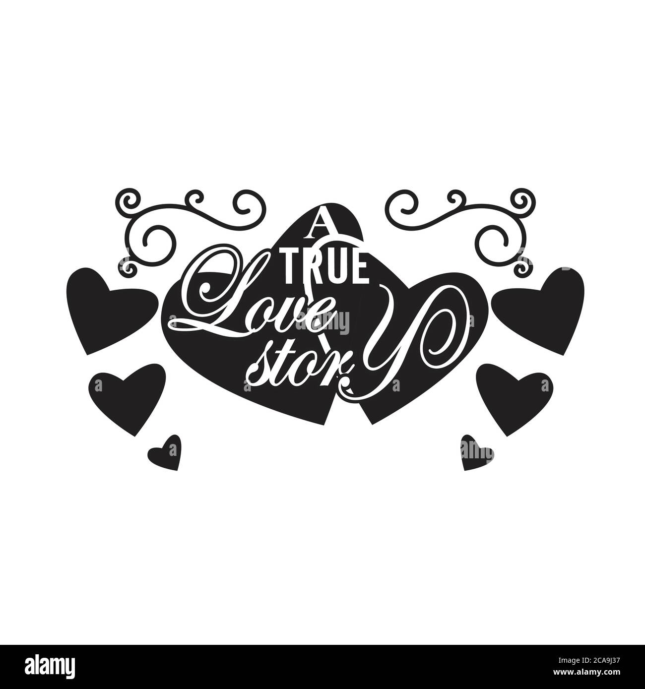 Cotations de mariage et Texte « Good for Tee ». Une Véritable Histoire D'Amour Ne Se Termine Jamais. Illustration de Vecteur