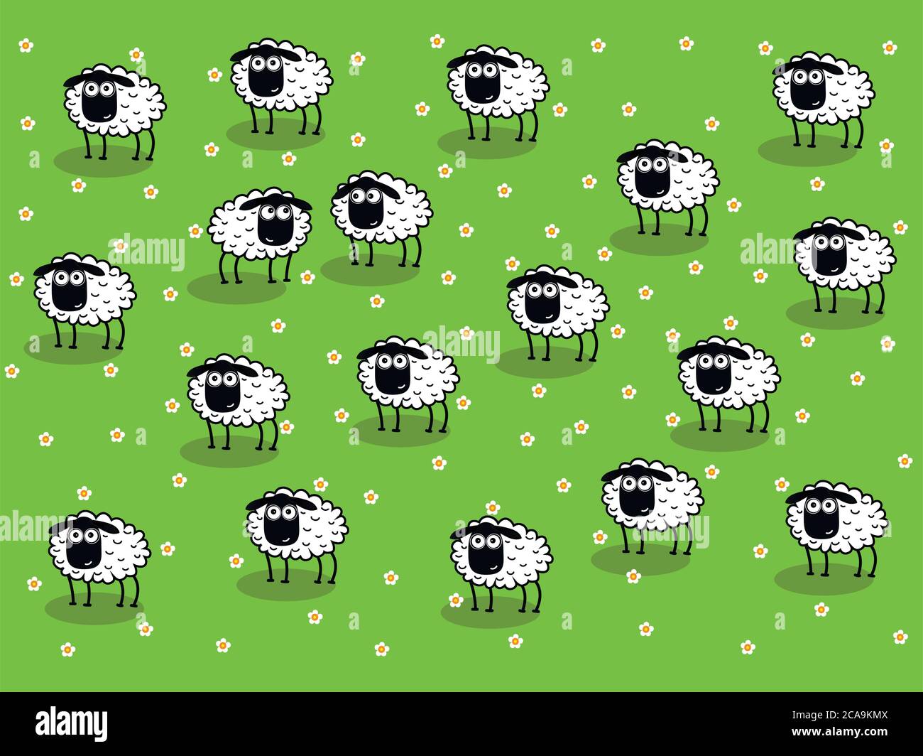 mouton sur un champ vert de floraison Illustration de Vecteur