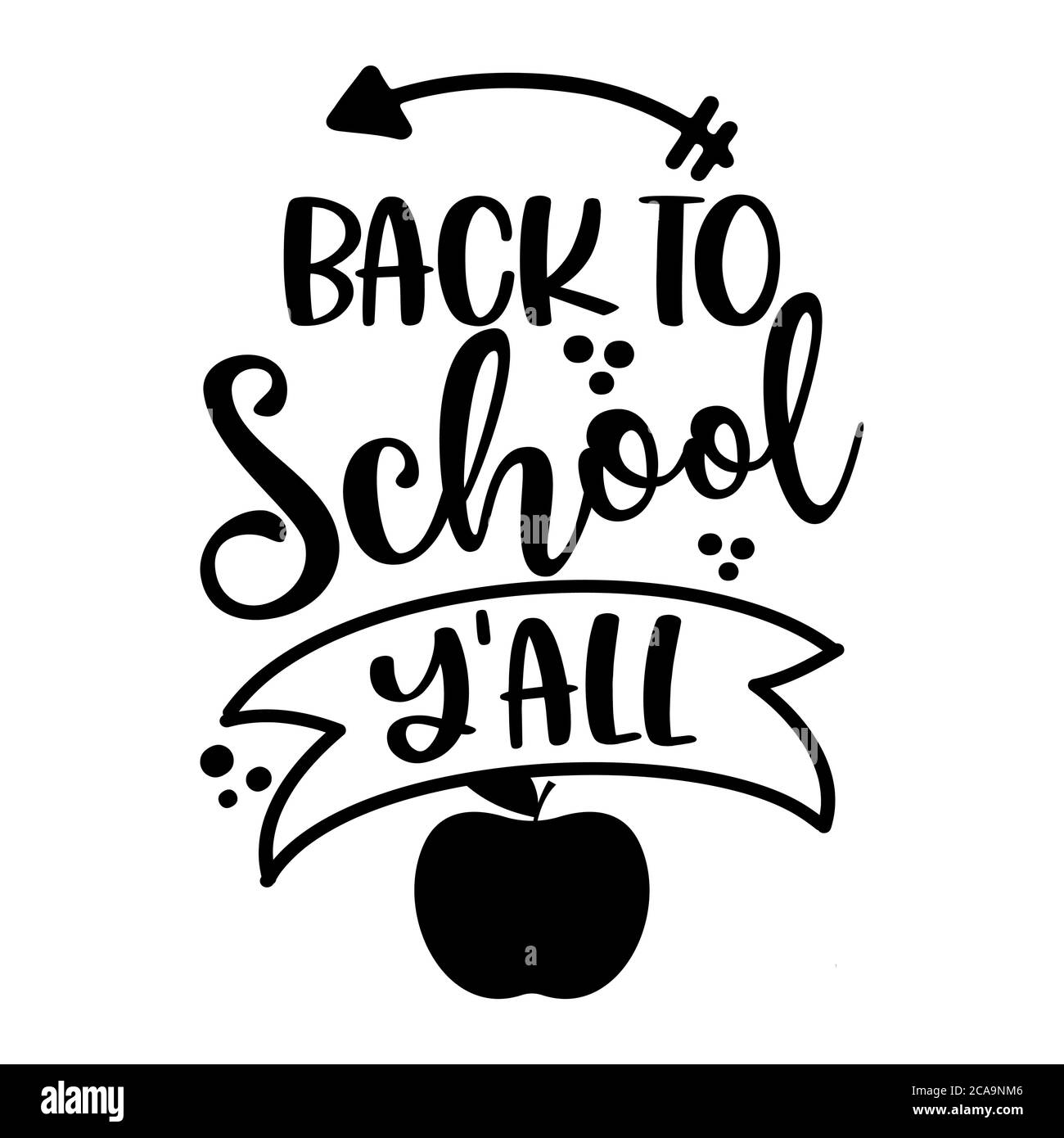 Rentrée y'all - typographie noire. Idéal pour les vêtements, les ensembles-cadeaux, les photos ou les affiches de motivation. Illustration de Vecteur