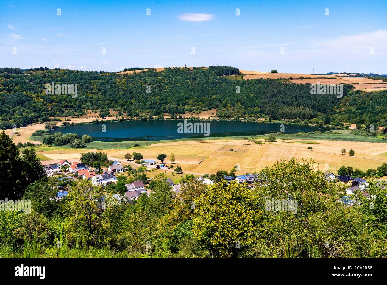 Meerfelder Maar, Vulkaneifel, lac vulcanique, Eifel, Rhénanie-Palatinat, Allemagne, Banque D'Images