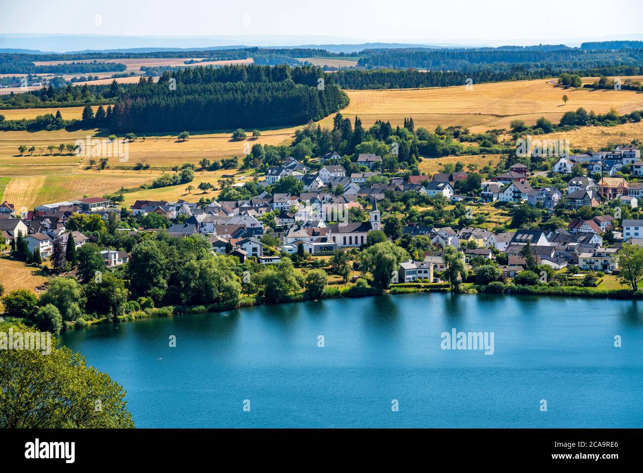 Schalkenmehrener Maar, Vulkaneifel, lac vulcanique, Eifel, Rhénanie-Palatinat, Allemagne, Banque D'Images