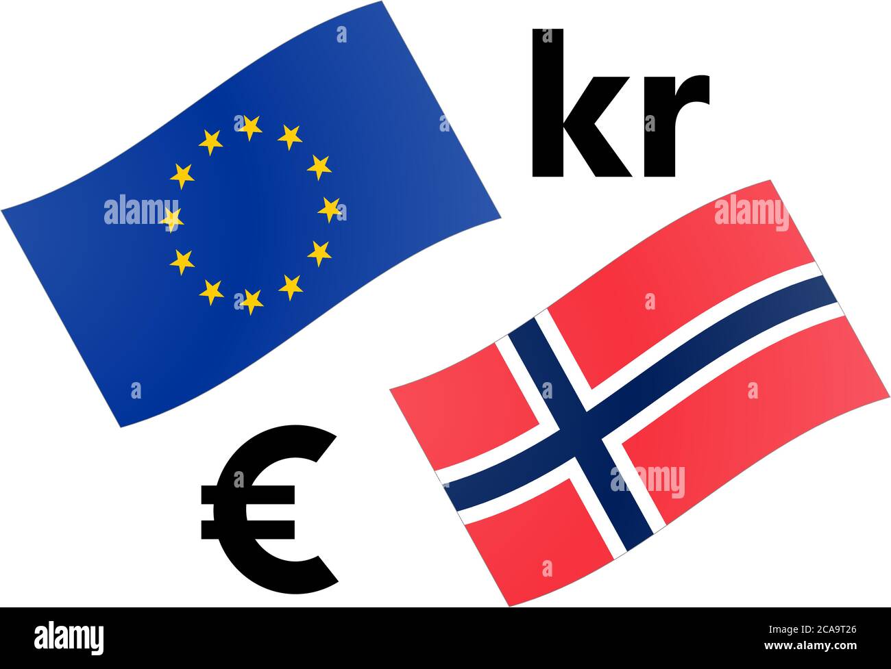 Illustration du vecteur de paire de devises EURNOK forex. Drapeau de l'UE et de la Norvège, avec symbole Euro et Krone. Illustration de Vecteur