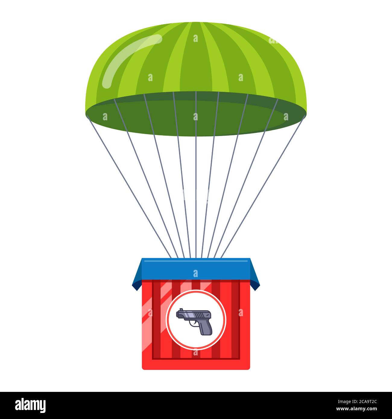 livraison d'armes par parachute. bonus dans une partie d'ordinateur. illustration vectorielle plate Illustration de Vecteur