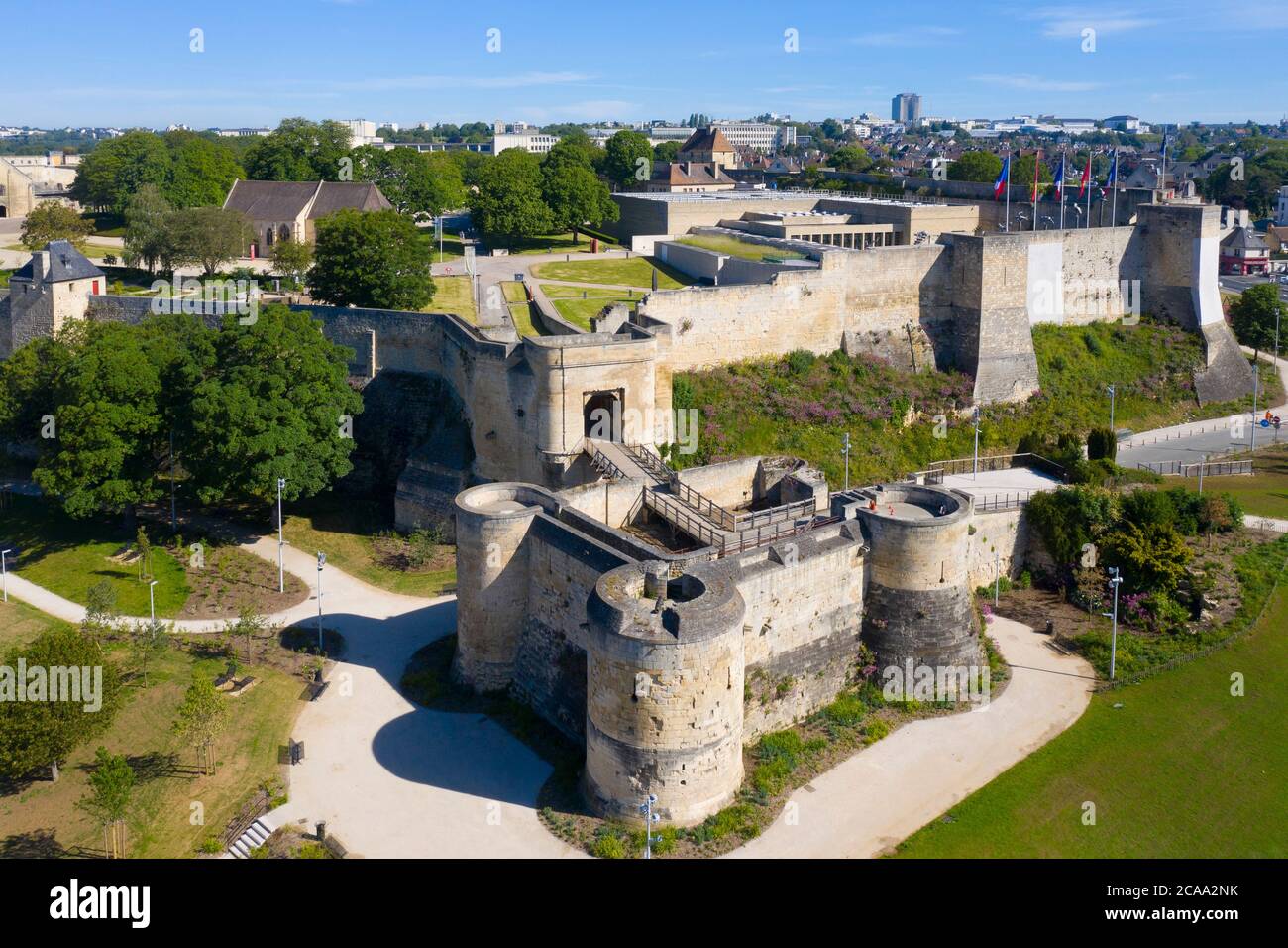 Château de Caen - 1060, William de Normandie établit un nouveau bastion à Caen. Le château de Caen dans la ville normande de Caen dans le Calvados part Banque D'Images