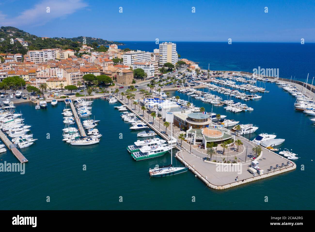 Département du VAR, vue aérienne de Sainte Maxime sur la Côte d'Azur, Banque D'Images