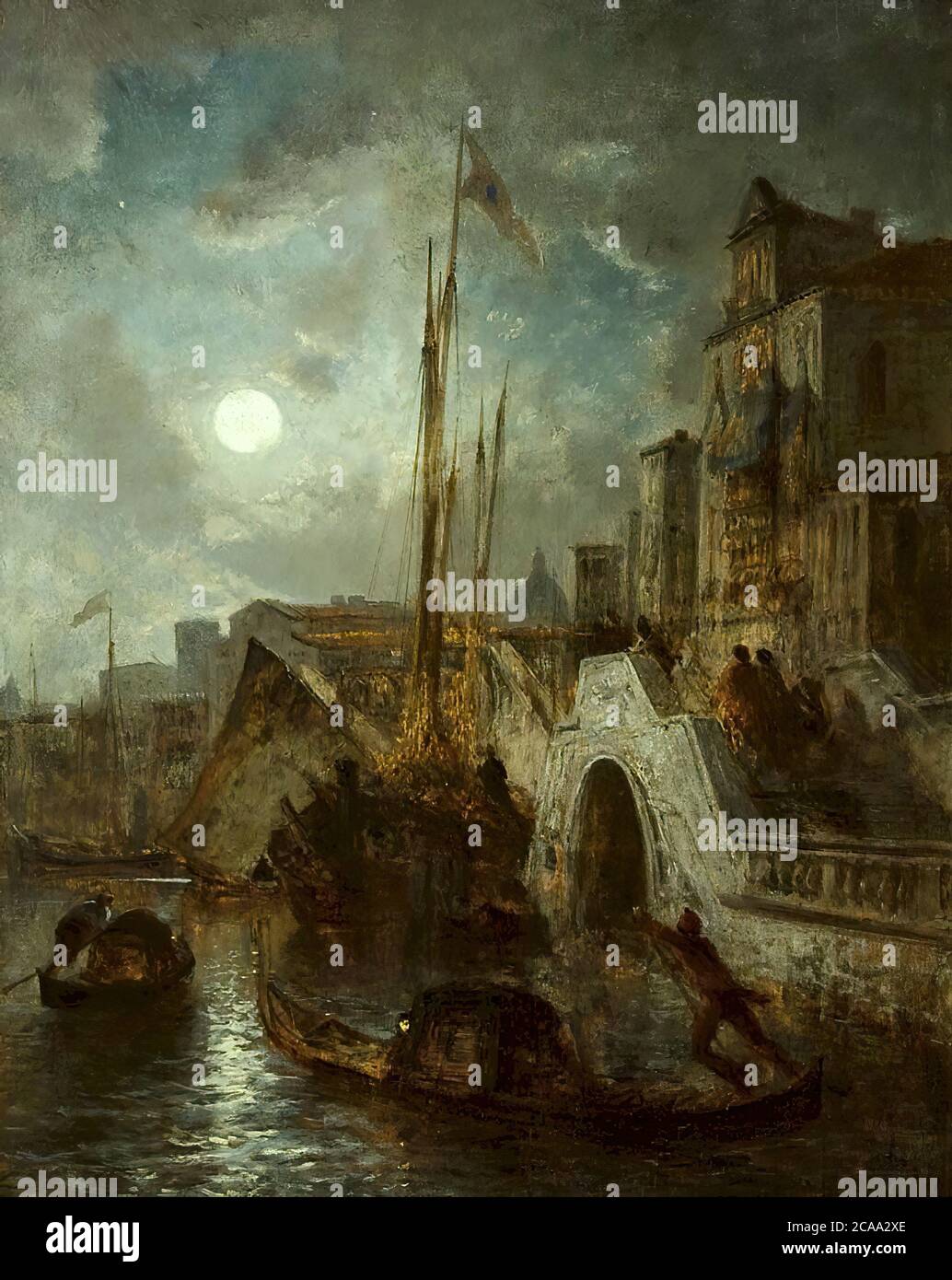 Achenbach Andreas - Venedig BEI Nacht - Ecole allemande - 19ème siècle Banque D'Images