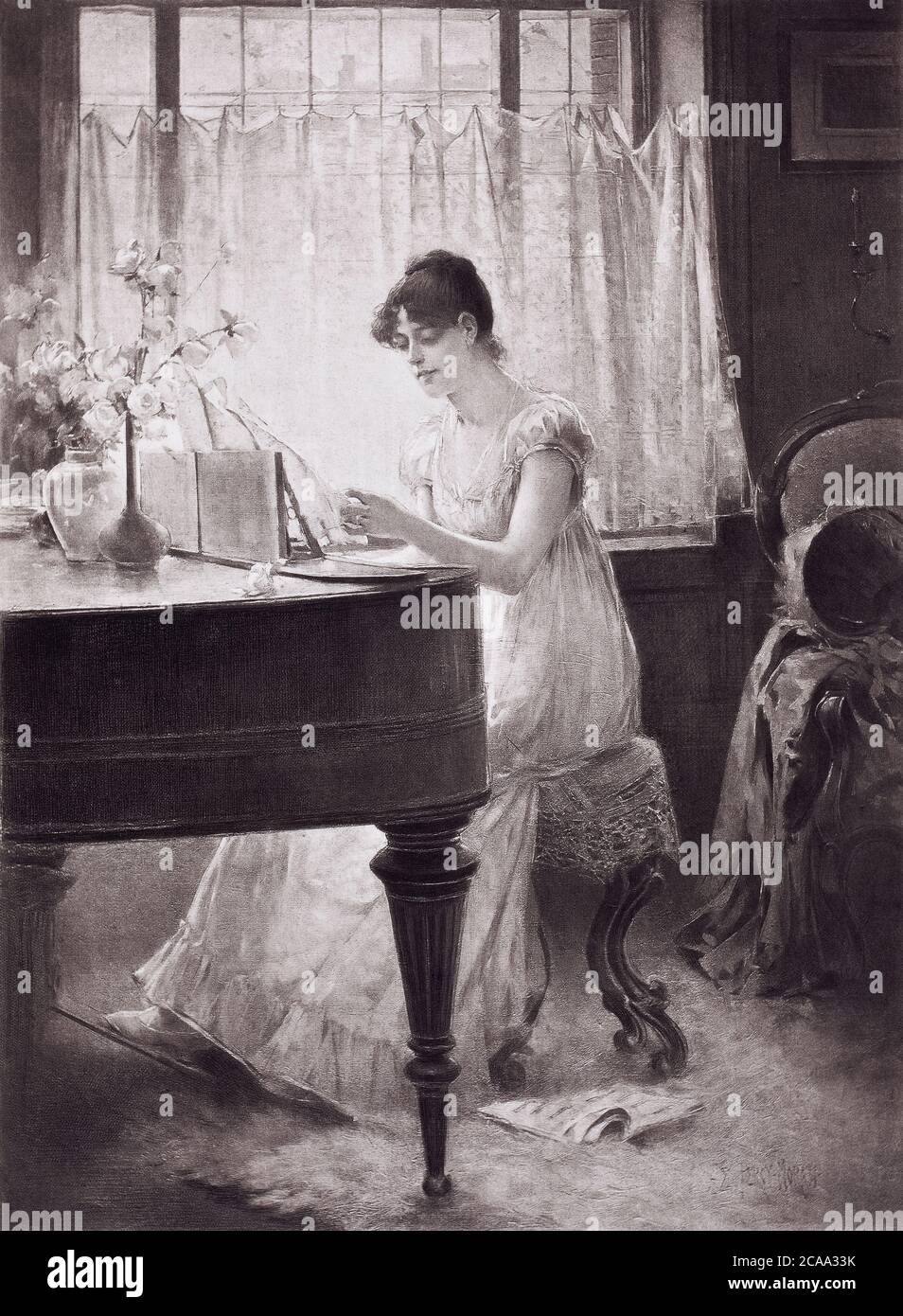 1890 photo d'un tableau de Percy Moran avec la légende, la vieille chanson  Photo Stock - Alamy
