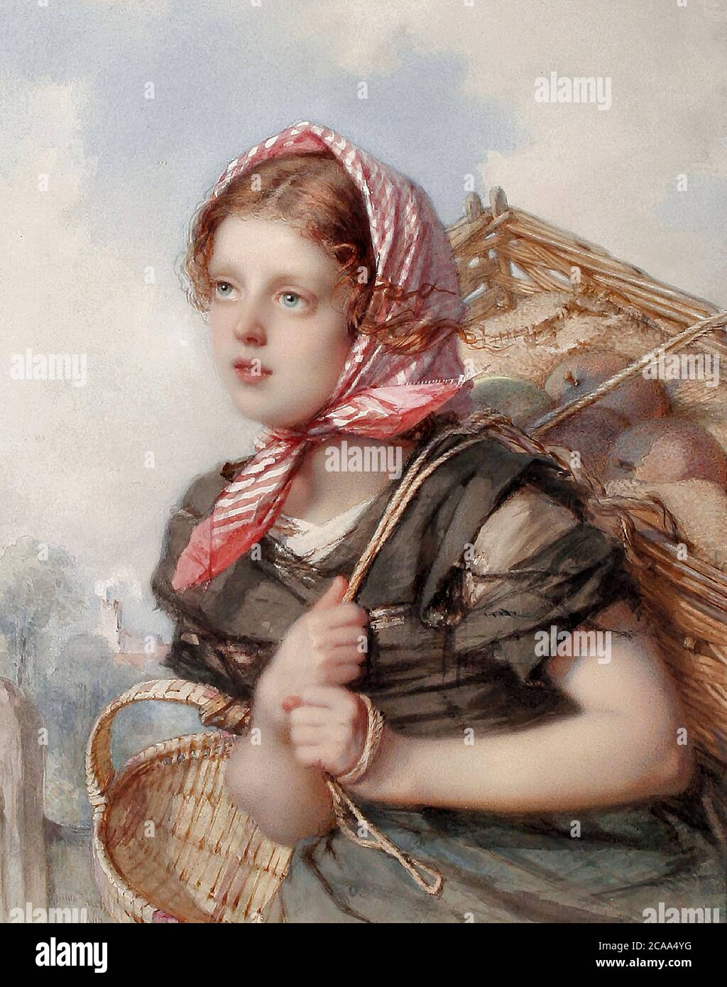 Bach Guido - Portrait de la jeune fille paysanne - École allemande - 19e siècle Banque D'Images