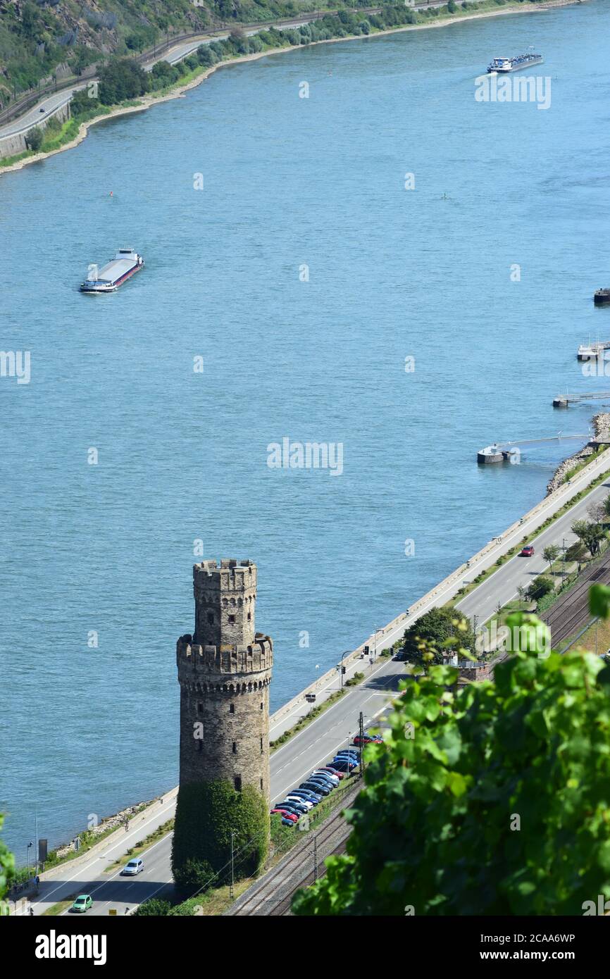 Vue sur Oberwesel dans la vallée du Rhin Banque D'Images