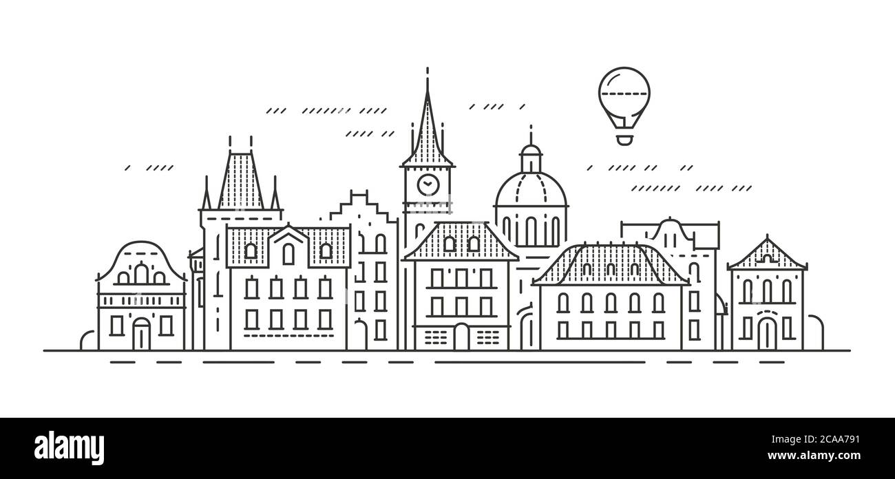 Paysage urbain avec bâtiments historiques. Ville, illustration de vecteur de ville Illustration de Vecteur