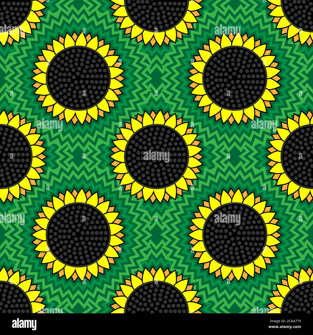 motif tournesol sans couture sur fond vert. Image vectorielle Illustration de Vecteur