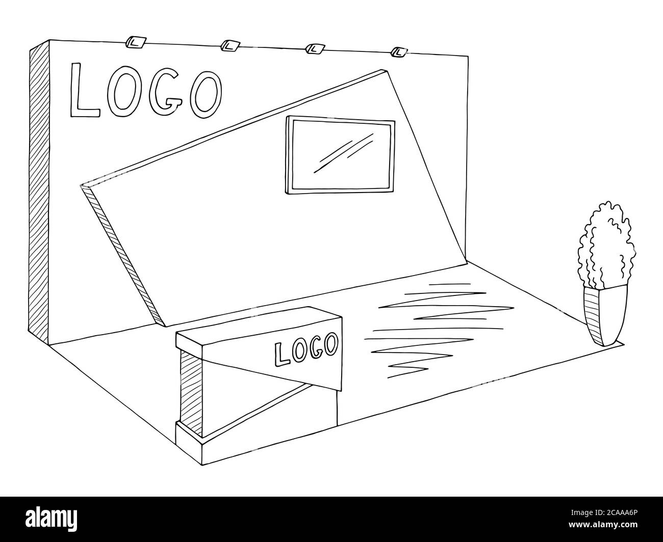 Présentoir intérieur graphique noir blanc croquis illustration vecteur Illustration de Vecteur