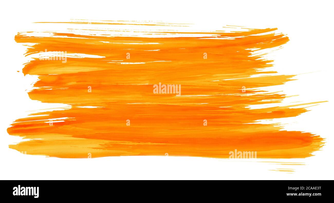 Bandes d'aquarelle orange isolées sur papier blanc texturé. Illustration pour la couverture de conception, étiquette. Illustration de mariage Banque D'Images